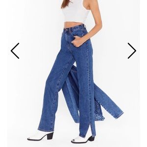 NastyGal Split Hem High Waisted Jeans